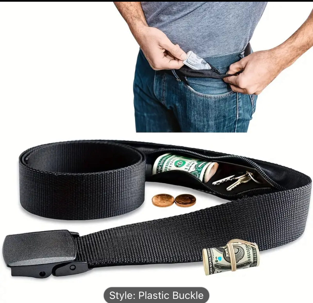 Travel Cash Anti Theft Belt Waist Bag Portable Hidden Money Strap Belt Wallet Waist Pack Secret Hiding Belt 46.85inch